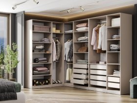 Гардеробная Эккервуд (меланж) в Кабинетном - kabinetnoe.mebel-nsk.ru | фото