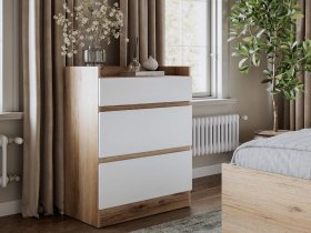 Комод 3 ящика Брауни (дуб делано/белый) в Кабинетном - kabinetnoe.mebel-nsk.ru | фото