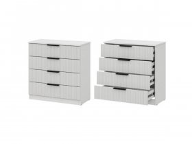 Комод 4 ящика (МДФ) Эккервуд (белый) в Кабинетном - kabinetnoe.mebel-nsk.ru | фото
