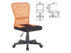 Кресло компактное BRABIX Smart MG-313, без подлокотников, комбинированное, черное/оранжевое в Кабинетном - kabinetnoe.mebel-nsk.ru | фото