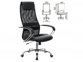 Кресло офисное BRABIX PREMIUM Stalker EX-608 CH, хром, ткань-сетка/кожзам, черное в Кабинетном - kabinetnoe.mebel-nsk.ru | фото