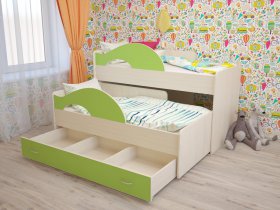Кровать детская двухуровневая Радуга 80*160 в Кабинетном - kabinetnoe.mebel-nsk.ru | фото