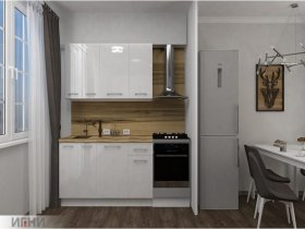 Кухонный гарнитур МДФ Выгодно и точка 1,5 м (белый глянец) в Кабинетном - kabinetnoe.mebel-nsk.ru | фото