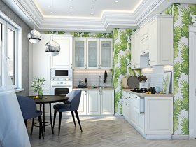 Модульная кухня Ницца (дуб кремовый) в Кабинетном - kabinetnoe.mebel-nsk.ru | фото