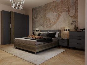 Модульная спальня Борнео (джара темная/хангва) в Кабинетном - kabinetnoe.mebel-nsk.ru | фото
