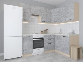 Модульная угловая кухня 1,4м*2,1м Лада (цемент) в Кабинетном - kabinetnoe.mebel-nsk.ru | фото