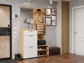 Прихожая Монтана (дуб крафт золотой/белый) в Кабинетном - kabinetnoe.mebel-nsk.ru | фото