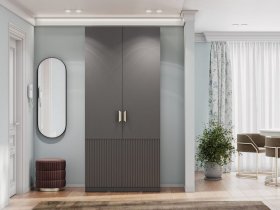 Шкаф двухстворчатый Эккервуд (Нью) (графит) в Кабинетном - kabinetnoe.mebel-nsk.ru | фото