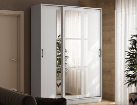 Шкаф-купе 1,6м «Стиль-2» (белый) в Кабинетном - kabinetnoe.mebel-nsk.ru | фото