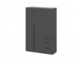 Шкаф трехстворчатый с ящиками ШК-22 (графит) в Кабинетном - kabinetnoe.mebel-nsk.ru | фото