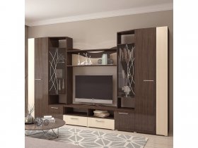 Стенка Гамма (дуб венге/дуб молочный) в Кабинетном - kabinetnoe.mebel-nsk.ru | фото