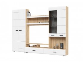 Стенка ГС-01 Либерти (дуб сонома/белый глянец) в Кабинетном - kabinetnoe.mebel-nsk.ru | фото