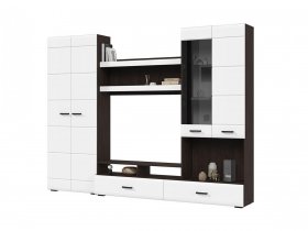 Стенка ГС-01 Либерти (венге/белый глянец) в Кабинетном - kabinetnoe.mebel-nsk.ru | фото