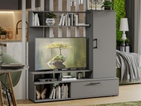 Стенка «Сиена» (графит серый) в Кабинетном - kabinetnoe.mebel-nsk.ru | фото