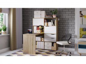 Стол письменный тип 7 (дуб сонома/белый ясень) в Кабинетном - kabinetnoe.mebel-nsk.ru | фото