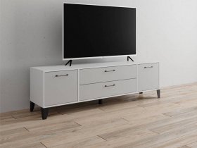 Тумба под ТВ Парус-13 (белый/серый камень) в Кабинетном - kabinetnoe.mebel-nsk.ru | фото