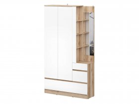 Вешалка с зеркалом Брауни (дуб делано/белый) в Кабинетном - kabinetnoe.mebel-nsk.ru | фото